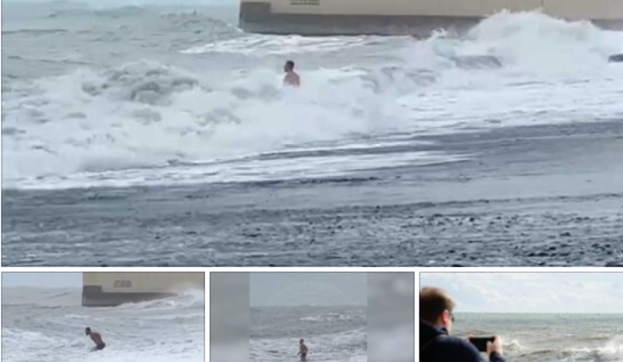 В Сочи неизвестный искупался в штормовом море, полиция предупреждает об опасности